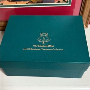 Sets of 12- Danbury Mint Gold Christmas Ornament Collection Box - Teal and Gold